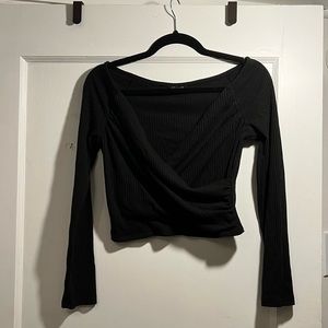 Fashion Nova black Surplice crop top